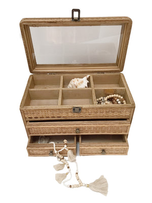 Coastal Boho Rattan Weave Jewellery Box - Tropical Interiors