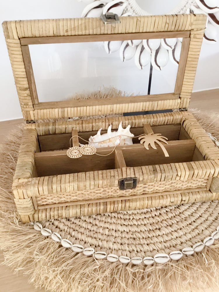 Coastal Boho Rattan Weave Jewellery Box - Small - Tropical Interiors