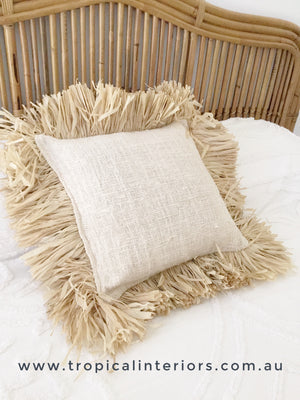 Caribbean Cotton & Raffia Cushion Cover - Square - Tropical Interiors