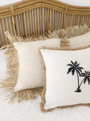 Caribbean Cotton & Raffia Cushion Cover - Square - Tropical Interiors