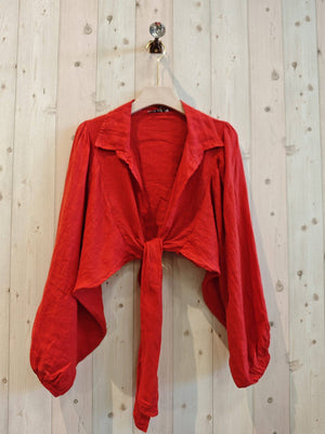 Collar/Tie linen bolero