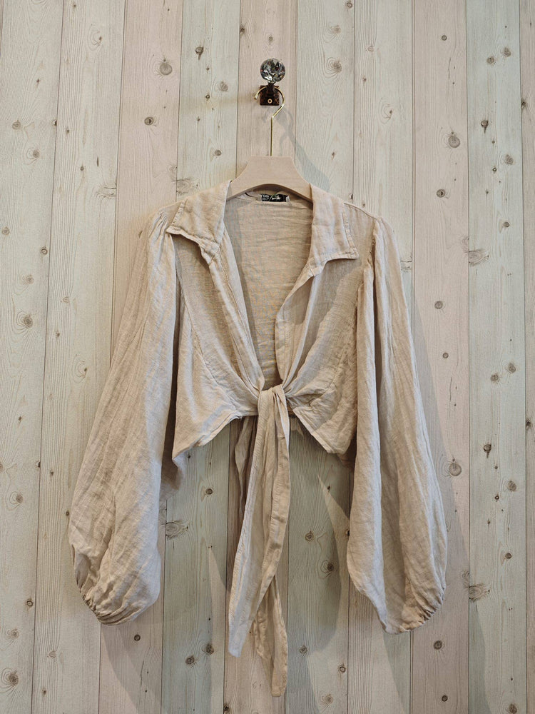 Collar/Tie linen bolero