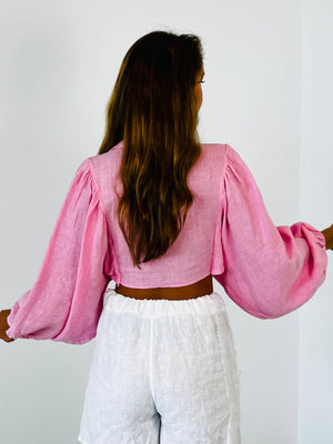 Collar/Tie linen bolero
