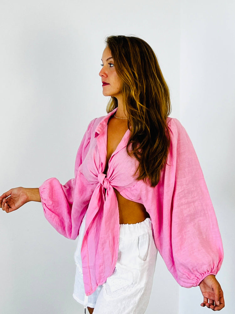 Collar/Tie linen bolero