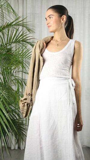 100% LINEN TIE SKIRT