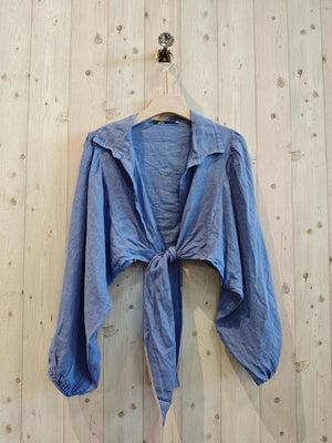 Collar/Tie linen bolero