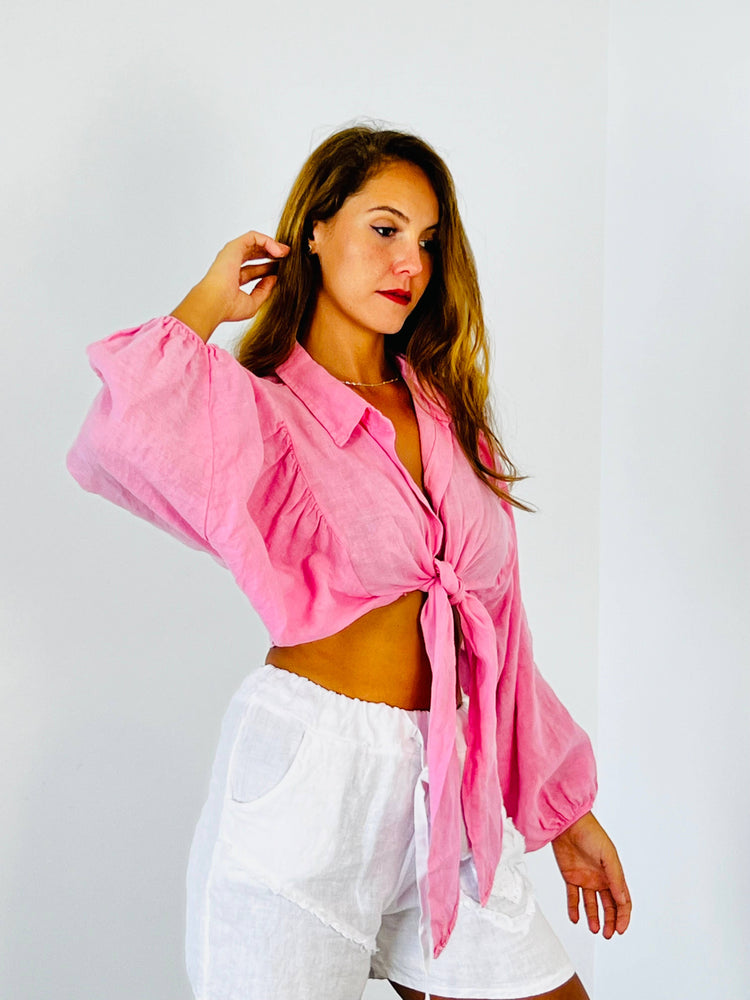 Collar/Tie linen bolero
