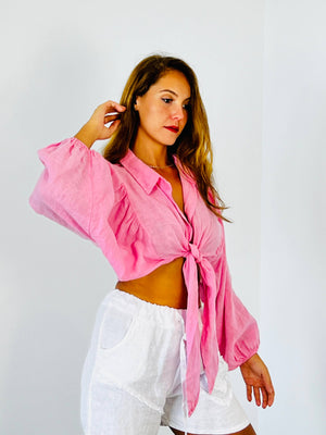 Collar/Tie linen bolero