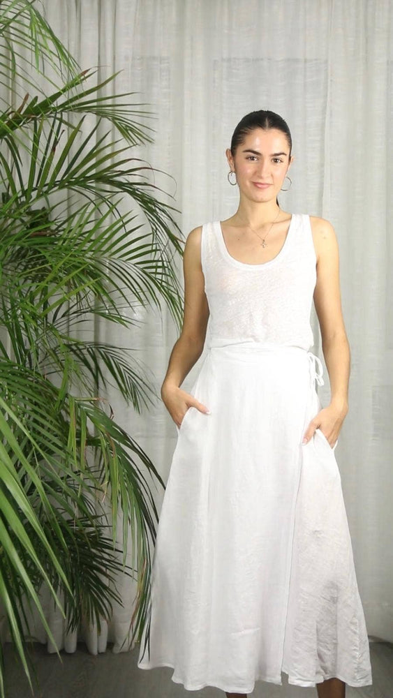 100% LINEN TIE SKIRT