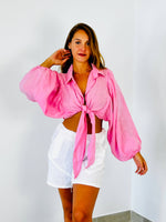 Collar/Tie linen bolero