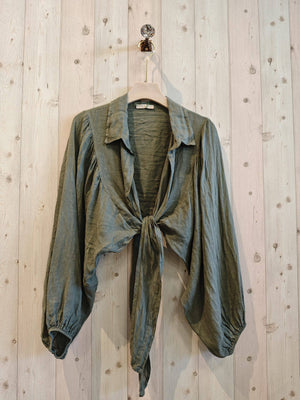 Collar/Tie linen bolero