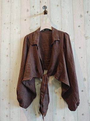 Collar/Tie linen bolero