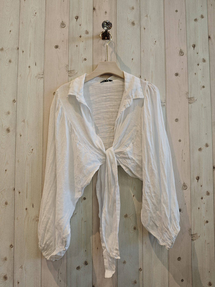 Collar/Tie linen bolero