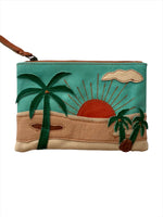 Palm tree leather coin purse