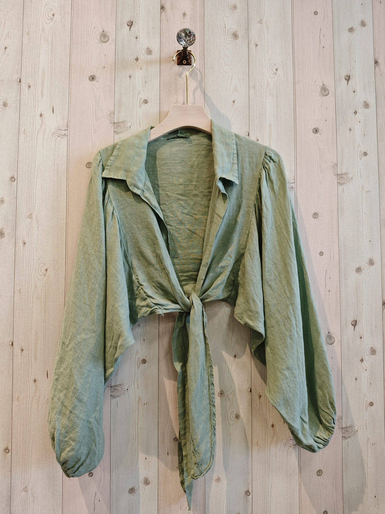 Collar/Tie linen bolero