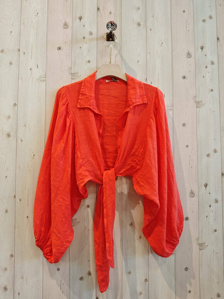 Collar/Tie linen bolero