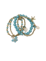 Bead Bracelet Set - Turquoise / Gold - Tropical Interiors & Island Boho