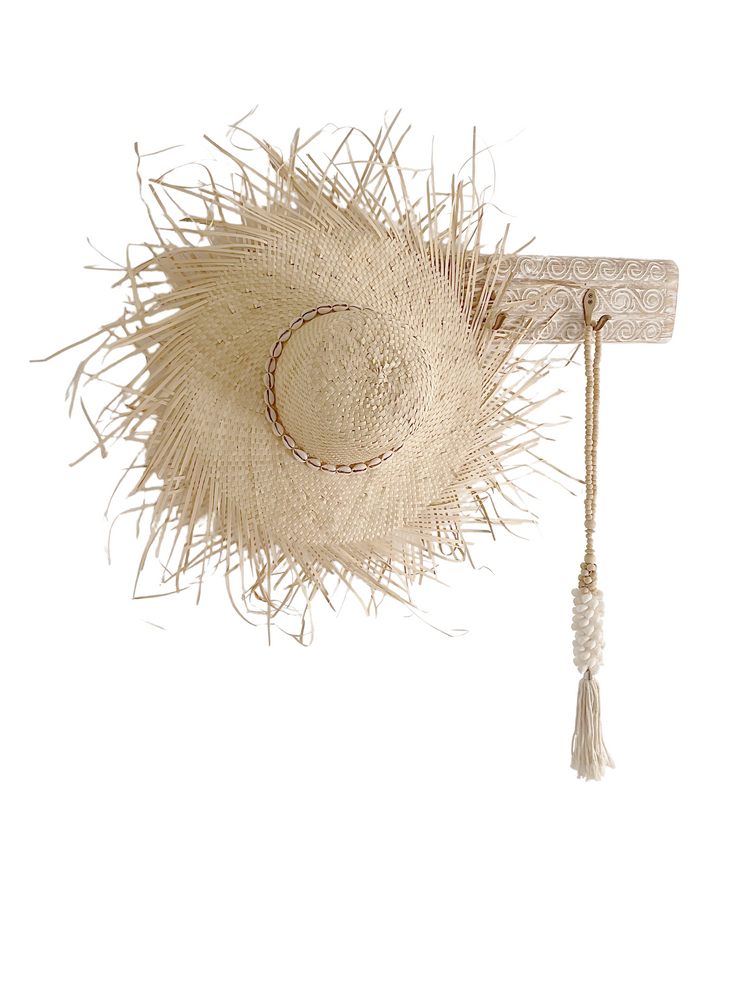 Palm Leaf Fringe Hat - Natural - Tropical Interiors & Island Boho