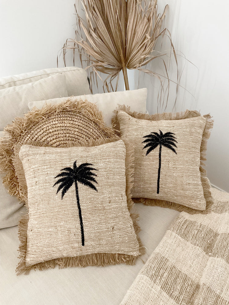 Caribbean Palms Cushion - Tropical Interiors & Island Boho