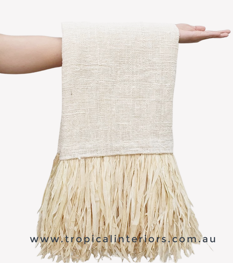 
            
                Load image into Gallery viewer, Raffia Fringe Throw Rug - Tropical Interiors
            
        