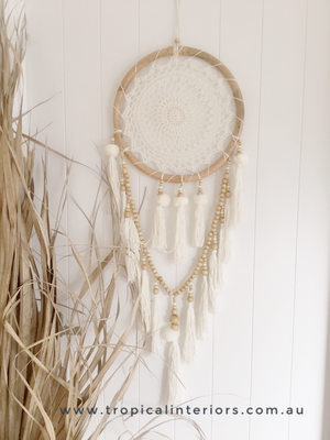 
            
                Load image into Gallery viewer, Boho Bead &amp;amp; Crochet Dream Catcher - Tropical Interiors
            
        