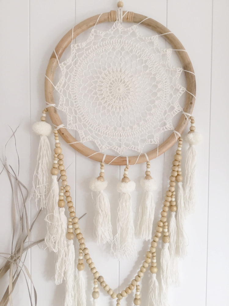 
            
                Load image into Gallery viewer, Boho Bead &amp;amp; Crochet Dream Catcher - Tropical Interiors
            
        