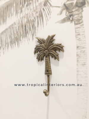 
            
                Load image into Gallery viewer, Brass Palm Tree Hook - Large - Tropical Interiors
            
        