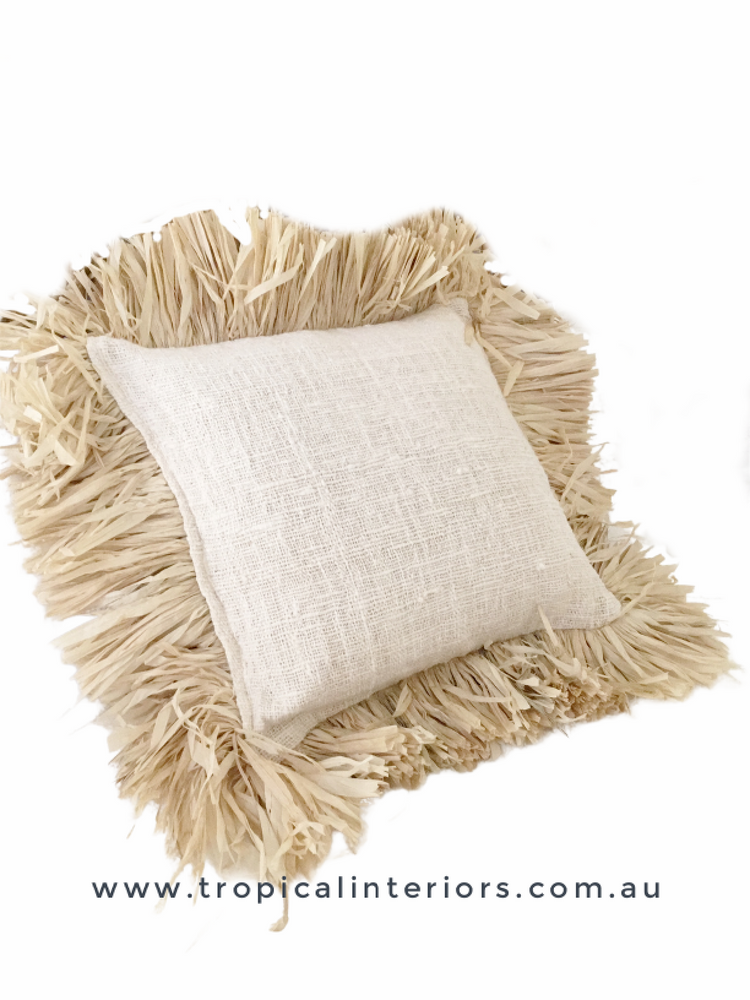 
            
                Load image into Gallery viewer, Caribbean Cotton &amp;amp; Raffia Cushion Cover - Square - Tropical Interiors
            
        