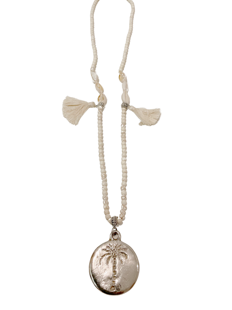 
            
                Load image into Gallery viewer, Palm Cove Necklace - Silver - Tropical Interiors &amp;amp; Island Boho
            
        